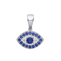 Silver Evil Eye Blue CZ Pendant