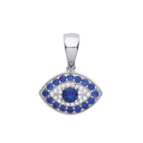 Silver Evil Eye Blue CZ Pendant