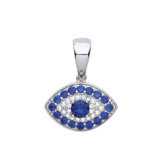 Silver Evil Eye Blue CZ Pendant