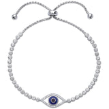 Silver Evil Eye CZ Friendship Bracelet
