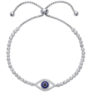 Silver Evil Eye CZ Friendship Bracelet