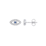 Silver Evil Eye CZ Studs