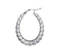 Silver Faceted Oval Hallow Hoop Earrings