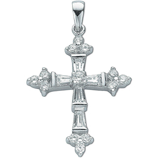 Silver Fancy Baguette Cut CZ Cross 4.2g