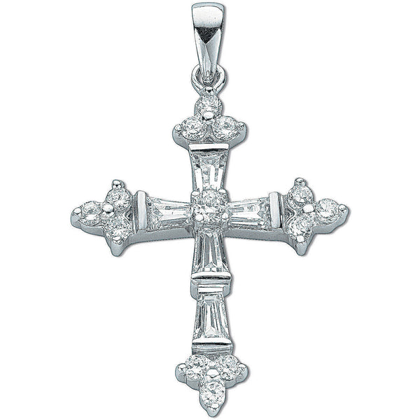 Silver Fancy Baguette Cut CZ Cross 4.2g
