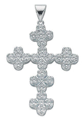 Silver Fancy Cluster CZ Cross