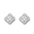 Silver Fancy Cluster CZ Stud Earrings 3g