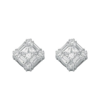 Silver Fancy Cluster CZ Stud Earrings 3g