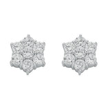 Silver Fancy Cluster CZ Stud Earrings 4.1g