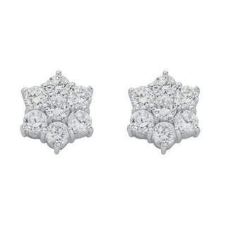Silver Fancy Cluster CZ Stud Earrings 4.1g