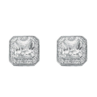 Silver Fancy Cluster CZ Stud Earrings 4g