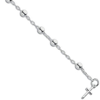 Silver Fancy Cross Drop Bead Bracelet