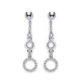 Silver Fancy CZ Circle Drop Earrings