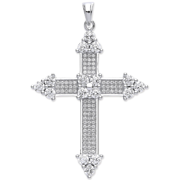 Silver Fancy CZ Cross 6g