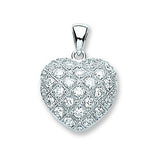 Silver Fancy CZ Heart Pendant