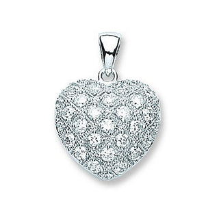 Silver Fancy CZ Heart Pendant
