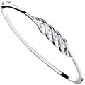 Silver Fancy CZ Hinged Bangle