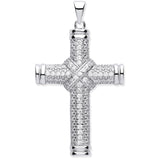 Silver Fancy CZ Kiss Cross
