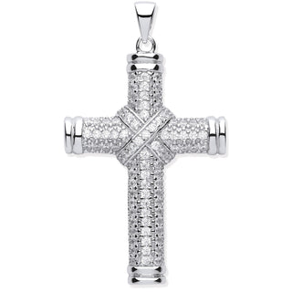 Silver Fancy CZ Kiss Cross
