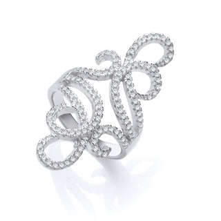 Silver Fancy CZ Long Top Ring