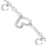 Silver Fancy Heart Drop Anklet 3.2g