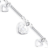 Silver Fancy Heart Drop Anklet 3g