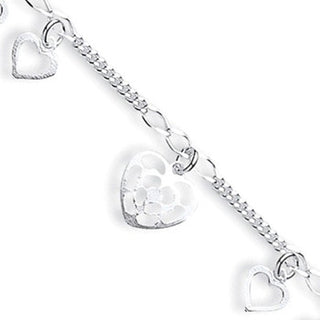 Silver Fancy Heart Drop Anklet 3g