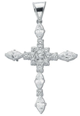 Silver Fancy Marquise Cut CZ Cross
