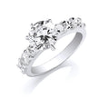 Silver Fancy Round Brilliant Centre CZ Ring