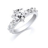 Silver Fancy Round Brilliant Centre CZ Ring