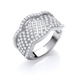 Silver Fancy Wavy CZ Ring