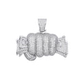 Silver Fist Full Of Cash CZ Hollow Pendant