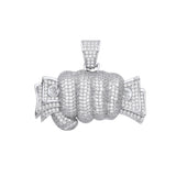 Silver Fist Full Of Cash CZ Hollow Pendant