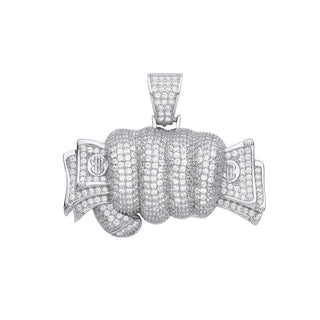 Silver Fist Full Of Cash CZ Hollow Pendant