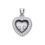 Silver Floating CZ Heart Pendant 2g