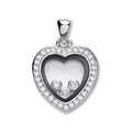 Silver Floating CZ Heart Pendant 3.5g