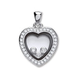 Silver Floating CZ Heart Pendant 3.5g