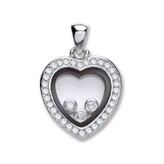 Silver Floating CZ Heart Pendant 3.5g