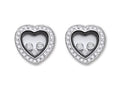 Silver Floating CZ Heart Stud Earrings 4.2g