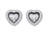 Silver Floating CZ Heart Stud Earrings 4.2g