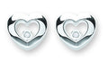 Silver Floating CZ Heart Stud Earrings 4g