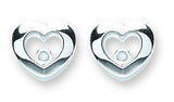 Silver Floating CZ Heart Stud Earrings 4g