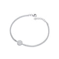 Silver Friendship Bracelet With Pave Round Pendant