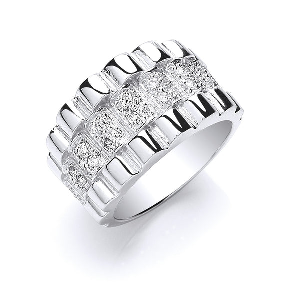 Silver Gents CZ Ring 10.5g