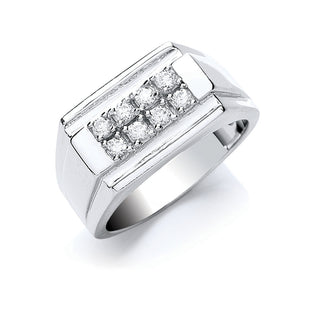Silver Gents CZ Ring 10g