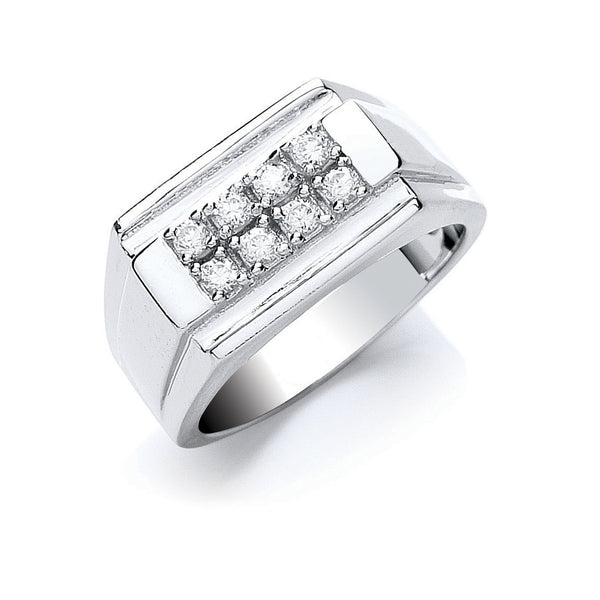 Silver Gents CZ Ring 10g