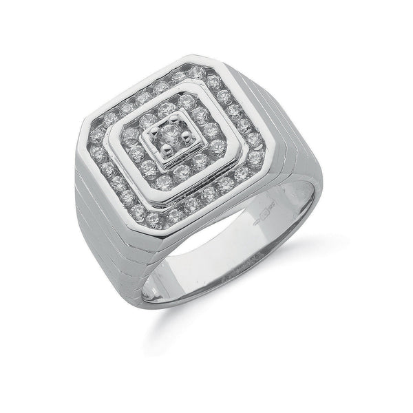 Silver Gents CZ Ring 12g
