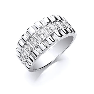 Silver Gents CZ Ring 6g