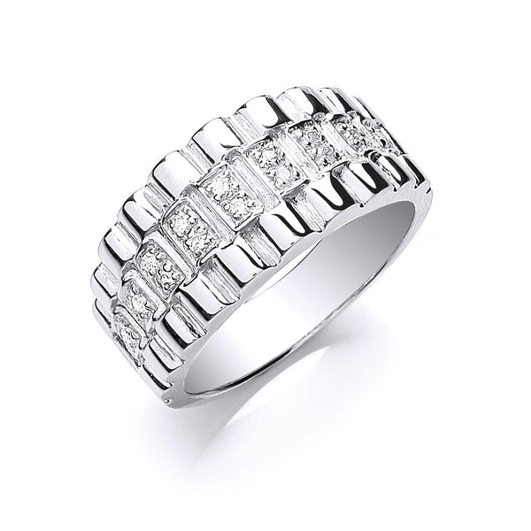 Silver Gents CZ Ring 6g