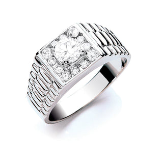 Silver Gents CZ Ring 7.2g